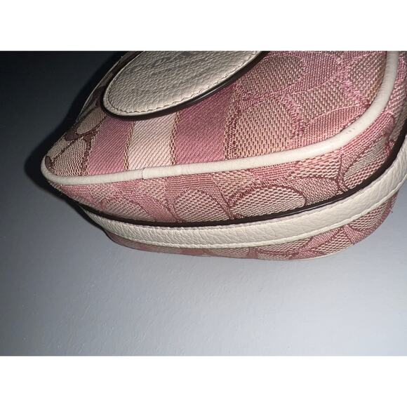 Coach Mini Dempsey Camera Bag – Signature Jacquard, Pink Stripe, Crossbody Purse - Picture 10 of 15